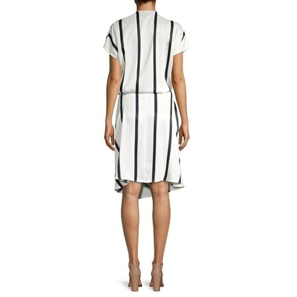 Equipment Leonne Striped Wrap Dress Size XS Black White $425US - Picture 11 of 14